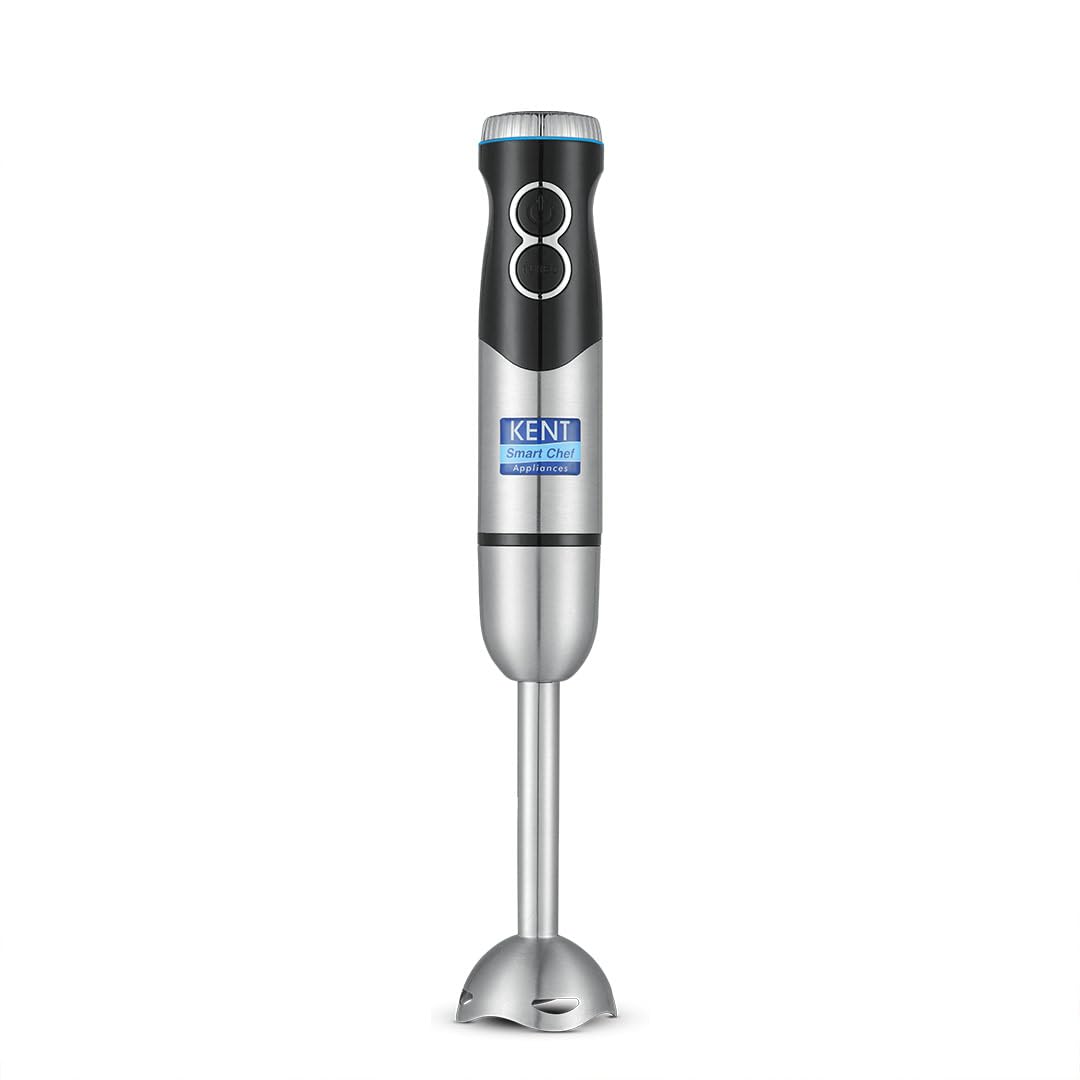 KENT SS Hand Blender 450W | Variable Speed Control | Turbo Switch For Fast Blending | Detachable Shaft For Easy Cleaning | Hot & Cold Blending | Low Noise Dc Motor - Stainless Steel, 450 Watts, Silver 
