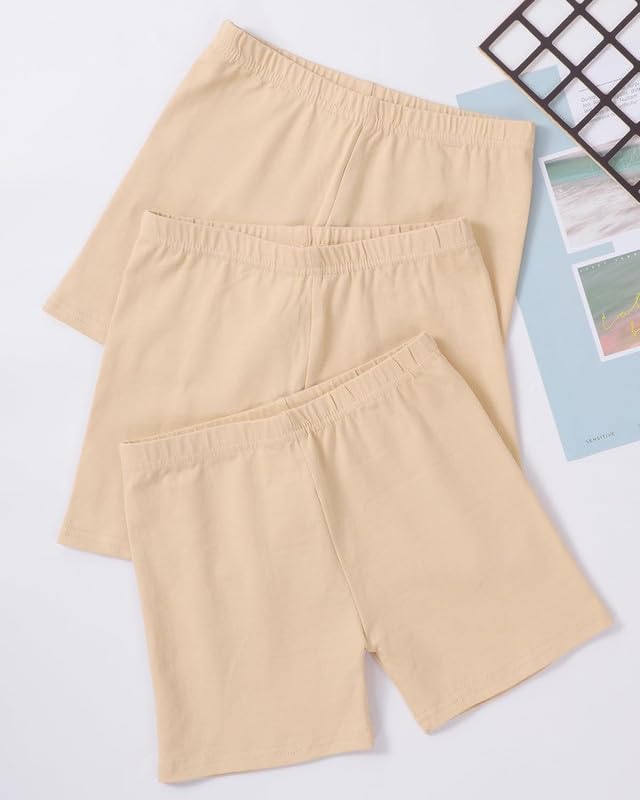 KETKAR Pure Cotton Girls Dance Shorts Breathable Bike Shorts for Sports Play Underdress_Beige_Pack of 1 (15-16 Years) 