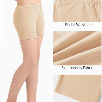 KETKAR Pure Cotton Girls Dance Shorts Breathable Bike Shorts for Sports Play Underdress_Beige_Pack of 1 (15-16 Years) 
