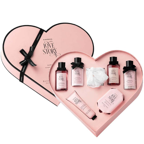 KIMIRICA Gift Set Love Story Moment For Women & Men| Luxury Bath And Body Care Set For Husband & Wife |Birthday Gift Kits|Anniversary To Pamper Your Loved Ones For All Occasion & Ages|Pack Of 7 