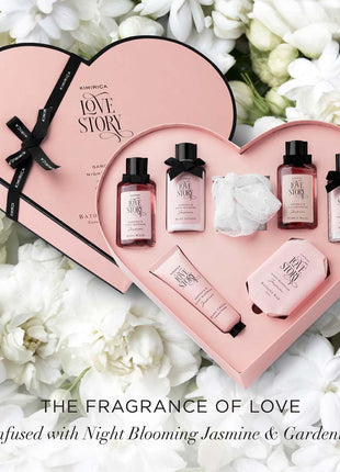 KIMIRICA Gift Set Love Story Moment For Women & Men| Luxury Bath And Body Care Set For Husband & Wife |Birthday Gift Kits|Anniversary To Pamper Your Loved Ones For All Occasion & Ages|Pack Of 7 
