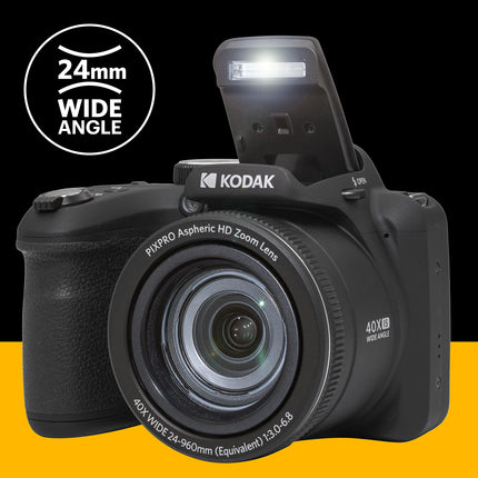 KODAK PIXPRO AZ405-BK 20MP Digital Camera 40X Optical Zoom 24mm Wide Angle Lens Optical Image Stabilization 1080P Full HD Video 3" LCD Vlogging Camera (Black) 