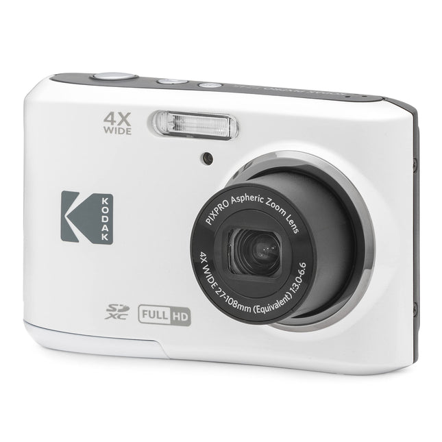 KODAK PIXPRO FZ45-WH 16MP Digital Camera 4X Optical Zoom 27mm Wide Angle 1080P Full HD Video 2.7" LCD Vlogging Camera (White) 