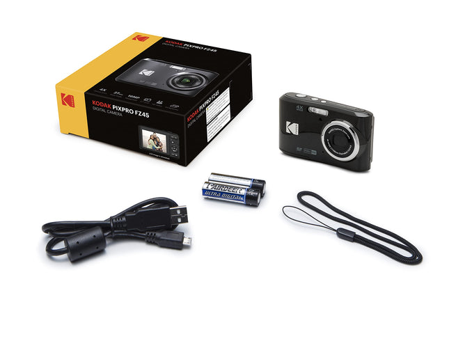 KODAK PIXPRO Friendly Zoom FZ45-BK 16MP Digital Camera with 4X Optical Zoom 27mm Wide Angle and 2.7" LCD Screen (Black) 