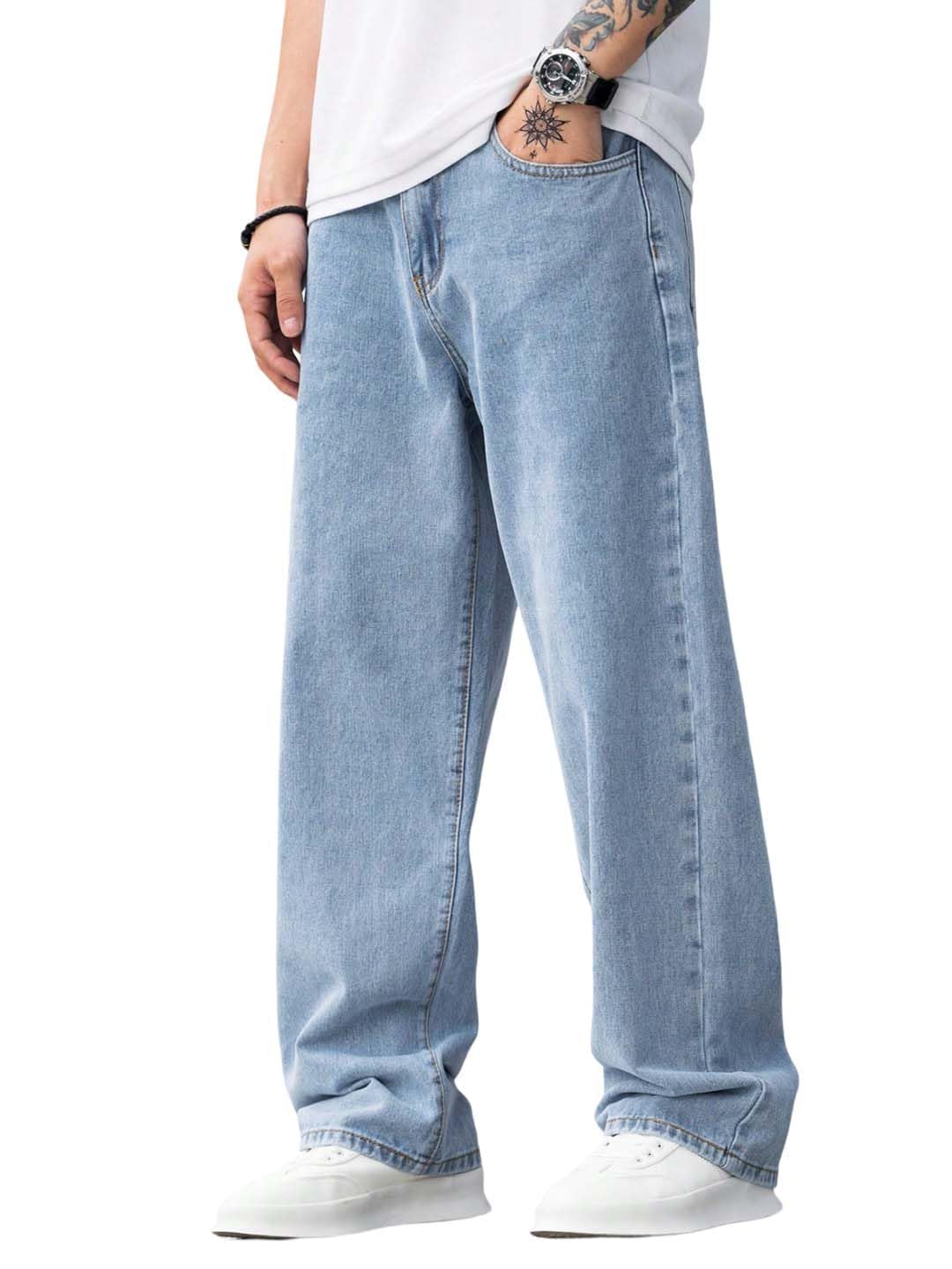 KOTTY Men's Solid Regular Fit Mid Distressed Fashionable Trendy Denim Jeans(Blue,30) 