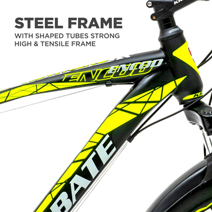 KROSS Encod 29T Unisex Matt Black Multispeed MTB | Steel Frame with Dual Disc Brakes and Front Suspension Fork | Ideal for 15+ Years (21 Speed, Yellow) 