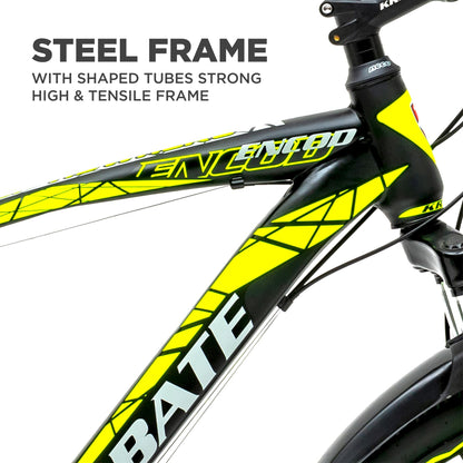 KROSS Encod 29T Unisex Matt Black Multispeed MTB | Steel Frame with Dual Disc Brakes and Front Suspension Fork | Ideal for 15+ Years (21 Speed, Yellow) 