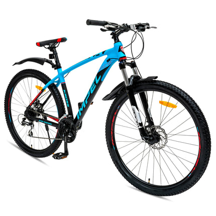 KROSS Hexa 29T Unisex Matt Black Multispeed (Shimano 24-Speed) MTB | Alloy Frame with Dual Disc Brakes and Front Suspension Fork | Ideal for 15+ Years (Blue) 