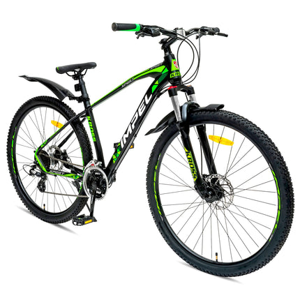 KROSS Xpert 29T Unisex Matt Black Multispeed (Shimano 24-Speed) MTB | Alloy Frame with Dual Disc Brakes and Front Suspension Fork | Ideal for 15+ Years (Green) 