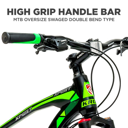 KROSS Xpert 29T Unisex Matt Black Multispeed (Shimano 24-Speed) MTB | Alloy Frame with Dual Disc Brakes and Front Suspension Fork | Ideal for 15+ Years (Green) 