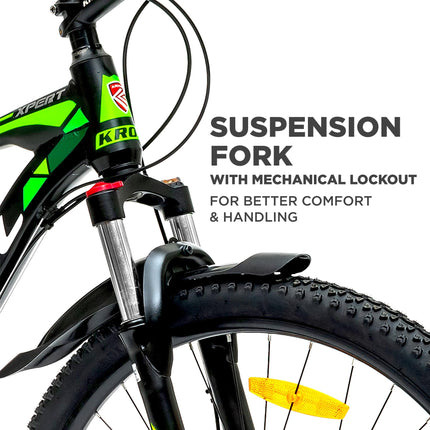 KROSS Xpert 29T Unisex Matt Black Multispeed (Shimano 24-Speed) MTB | Alloy Frame with Dual Disc Brakes and Front Suspension Fork | Ideal for 15+ Years (Green) 