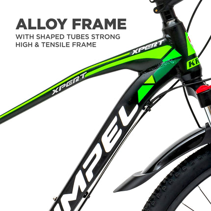 KROSS Xpert 29T Unisex Matt Black Multispeed (Shimano 24-Speed) MTB | Alloy Frame with Dual Disc Brakes and Front Suspension Fork | Ideal for 15+ Years (Green) 