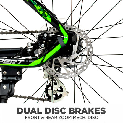 KROSS Xpert 29T Unisex Matt Black Multispeed (Shimano 24-Speed) MTB | Alloy Frame with Dual Disc Brakes and Front Suspension Fork | Ideal for 15+ Years (Green) 