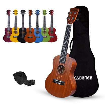 Kadence Concert Ukulele 23", Cinnamon Brown colour, fluorocarbon strings, matt finish with strap and bag (Spring Summer Collection of Ukuleles) 