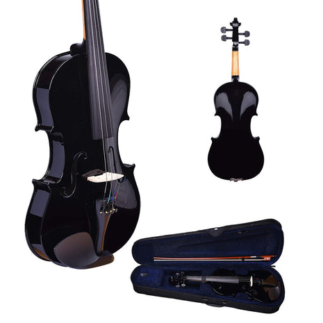 Kadence Vivaldi Acoustic Violin Full Size with Bow, Rosin, Carrying Hard Case,Instrument for Beginners, Adults, Boys, Girls, Children, Kids (4/4, Black) 