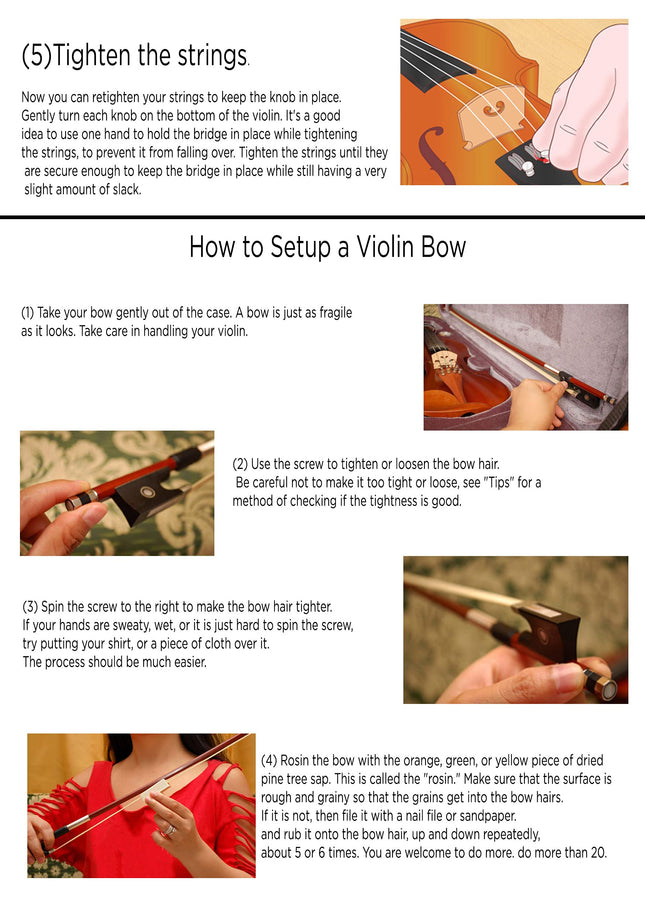 Kadence Vivaldi Acoustic Violin Full Size with Bow, Rosin, Carrying Hard Case,Instrument for Beginners, Adults, Boys, Girls, Children, Kids (4/4, Black) 