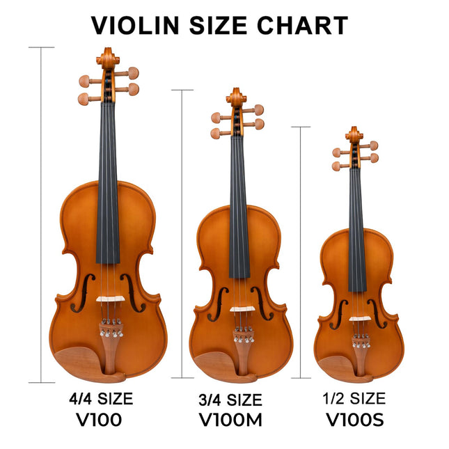 Kadence Vivaldi Violin choose suitable size (1/2, 3/4, 4/4) V100 Series With Bow, Rosin and Hard Case, 