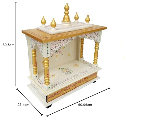 Kamdhenu Art and Craft Wooden Temple/Home/Pooja Mandir/Mandap (Gold), 61 cm 