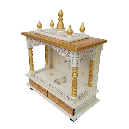 Kamdhenu Art and Craft Wooden Temple/Home/Pooja Mandir/Mandap (Gold), 61 cm 