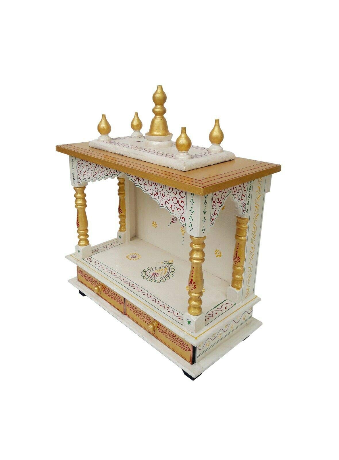 Kamdhenu Art and Craft Wooden Temple/Home/Pooja Mandir/Mandap (Gold), 61 cm 
