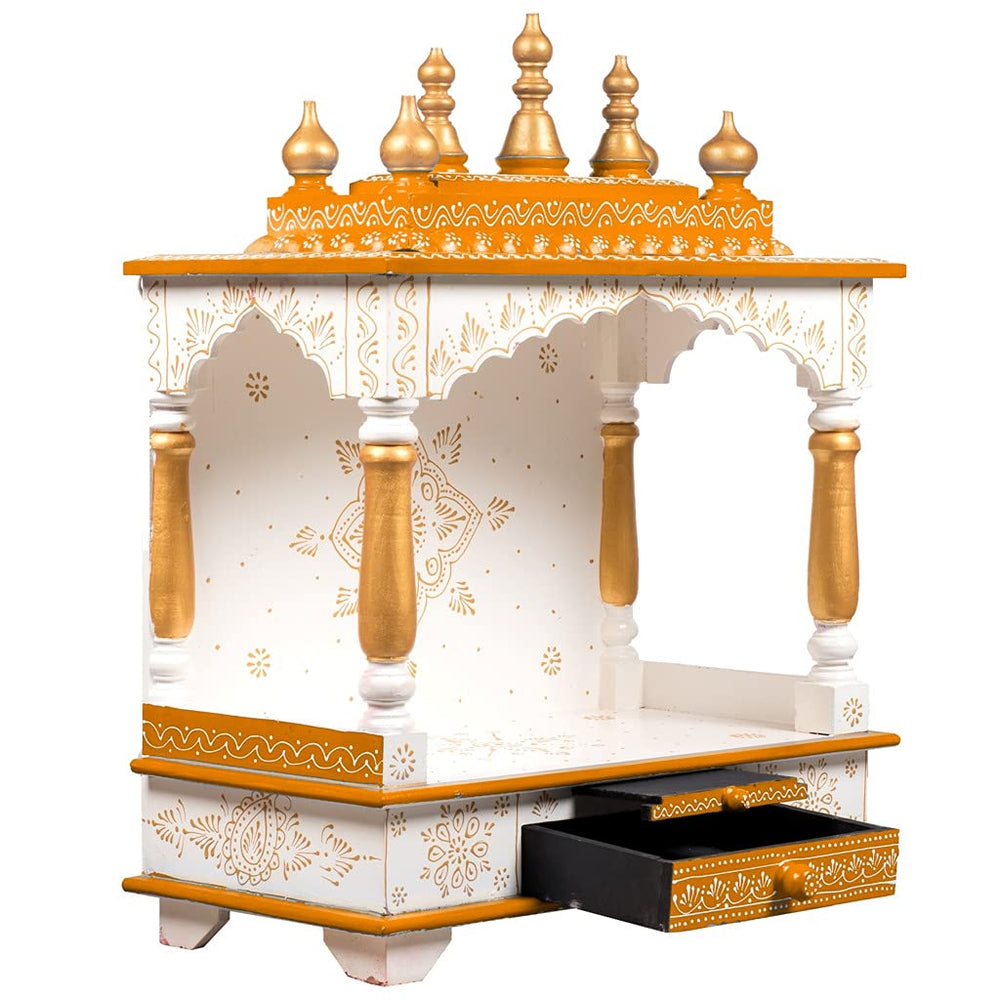 Kamdhenu art and craft Hardwood Wooden Temple/Pooja Mandir for Home (Multicolour), 8.66 Inch