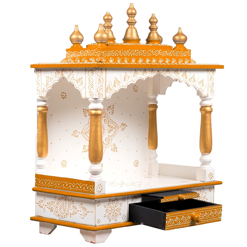 Kamdhenu art and craft Hardwood Wooden Temple/Pooja Mandir for Home (Multicolour), 8.66 Inch 