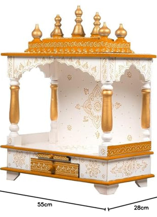 Kamdhenu art and craft Wooden Temple/Home Temple/Pooja Mandir/Pooja Mandap/Temple for Home Rob, 22 Inch 