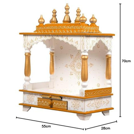 Kamdhenu art and craft Wooden Temple/Home Temple/Pooja Mandir/Pooja Mandap/Temple for Home Rob, 22 Inch 