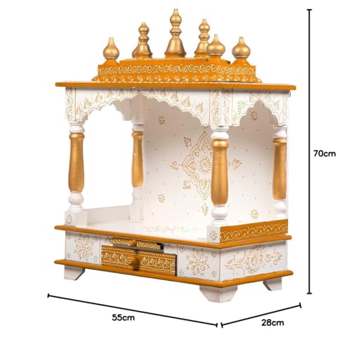 Kamdhenu art and craft Wooden Temple/Home Temple/Pooja Mandir/Pooja Mandap/Temple for Home Rob, 22 Inch 