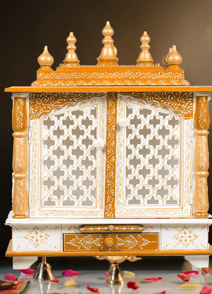Kamdhenu art and craft Wooden Temple, Pooja Mandir, Pooja Mandap for Home (Red, 18 x 12 x 24 inch) 
