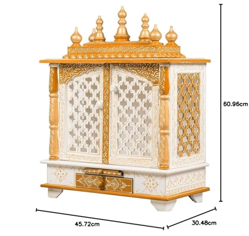 Kamdhenu art and craft Wooden Temple, Pooja Mandir, Pooja Mandap for Home (Red, 18 x 12 x 24 inch)