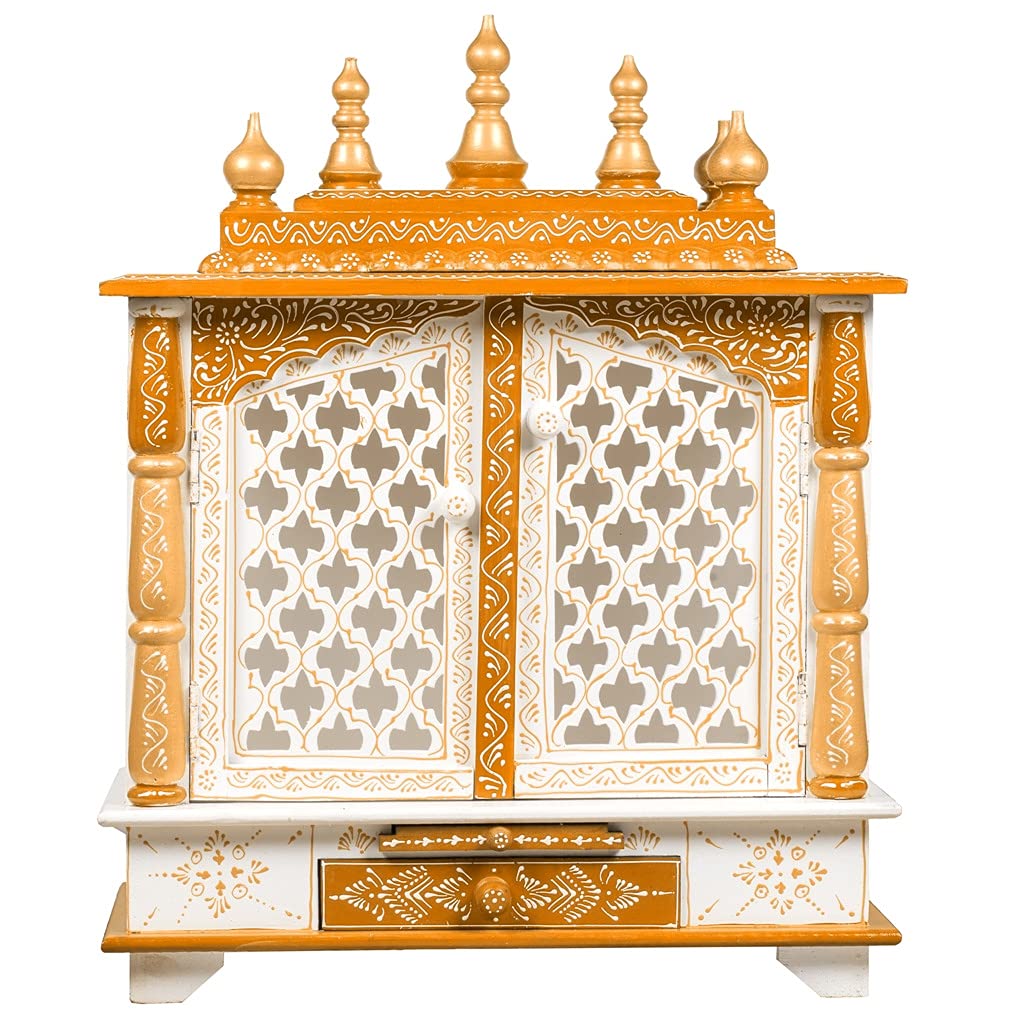 Kamdhenu art and craft Wooden Temple, Pooja Mandir, Pooja Mandap for Home (Red, 18 x 12 x 24 inch) 