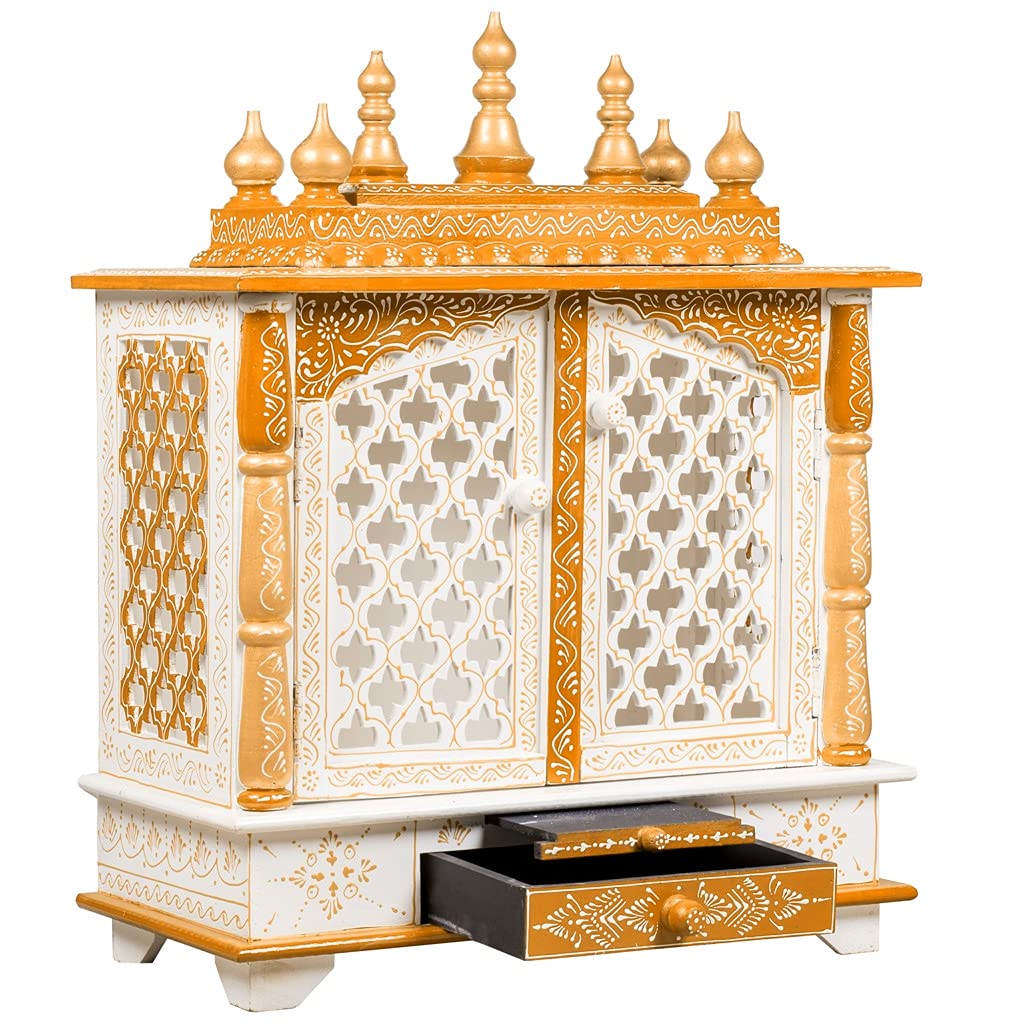 Kamdhenu art and craft Wooden Temple, Pooja Mandir, Pooja Mandap for Home (Red, 18 x 12 x 24 inch) 