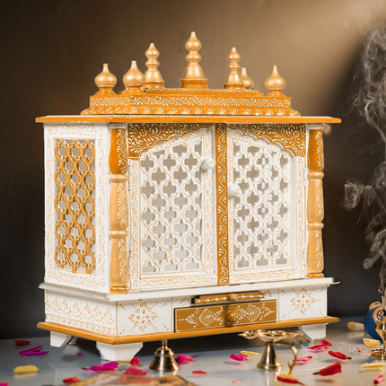 Kamdhenu art and craft Wooden Temple, Pooja Mandir, Pooja Mandap for Home (Red, 18 x 12 x 24 inch) 