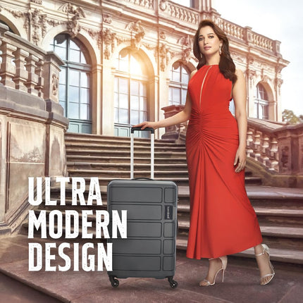 Kamiliant American Tourister Cabin Harrier 56 Cms Small Polypropylene (Pp) Hard Sided 4 Wheeler Spinner Wheels Luggage Suitcase (Grey) 