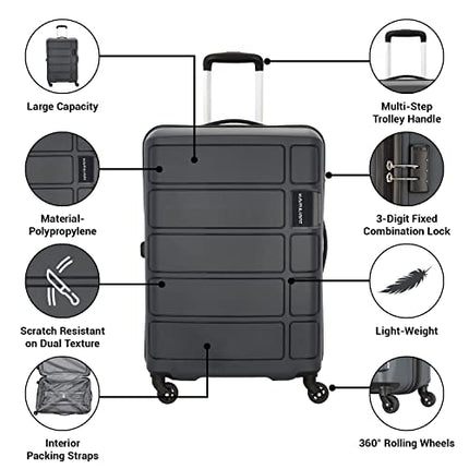 Kamiliant American Tourister Cabin Harrier 56 Cms Small Polypropylene (Pp) Hard Sided 4 Wheeler Spinner Wheels Luggage Suitcase (Grey) 