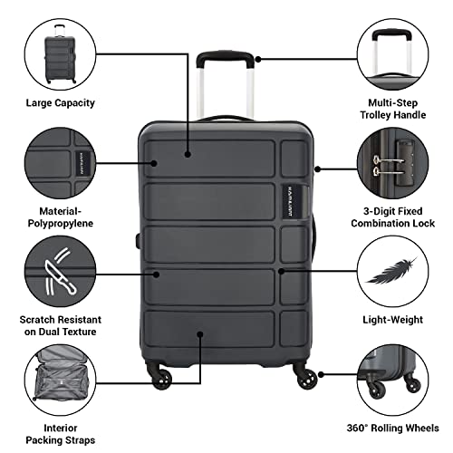Kamiliant American Tourister Cabin Harrier 56 Cms Small Polypropylene (Pp) Hard Sided 4 Wheeler Spinner Wheels Luggage Suitcase (Grey) 