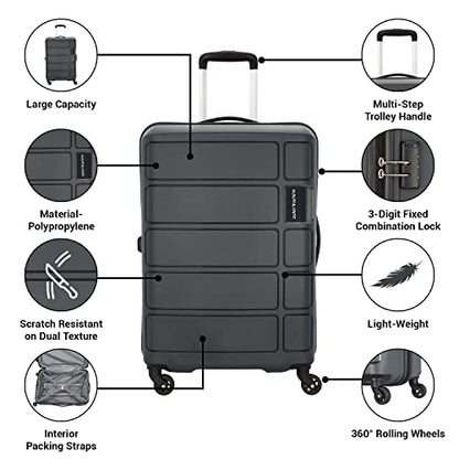 Kamiliant American Tourister Cabin Harrier 56 Cms Small Polypropylene (Pp) Hard Sided 4 Wheeler Spinner Wheels Luggage Suitcase (Grey) 