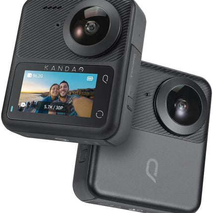 KanDao QooCam3 360° Camera with1.55 Sensor (Dual Battery Bundle) Waterproof Camera, 5.7K Wide-Angle with Lens Cover, Realtime Editing, 5X Stabilization for Sports, Outdoor, Travel 
