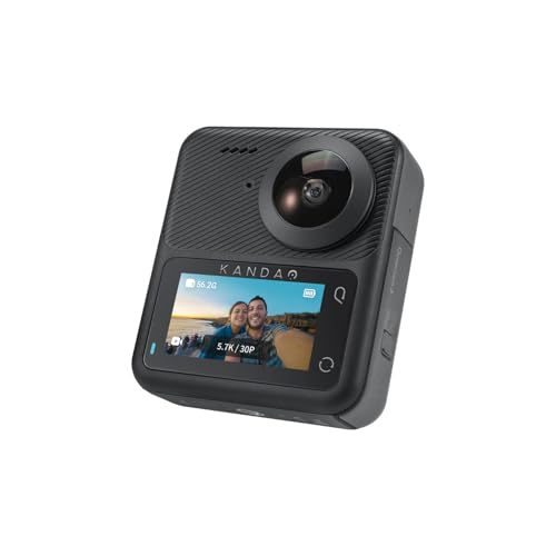 KanDao QooCam3 360° Camera with1.55 Sensor (Dual Battery Bundle) Waterproof Camera, 5.7K Wide-Angle with Lens Cover, Realtime Editing, 5X Stabilization for Sports, Outdoor, Travel 