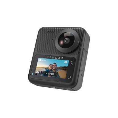 KanDao QooCam3 360° Camera with1.55 Sensor (Dual Battery Bundle) Waterproof Camera, 5.7K Wide-Angle with Lens Cover, Realtime Editing, 5X Stabilization for Sports, Outdoor, Travel 