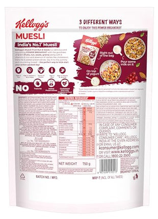 Kellogg's Muesli Fruit Nut And Seeds 750G 12 In 1 Breakfast Multigrain Cereal 