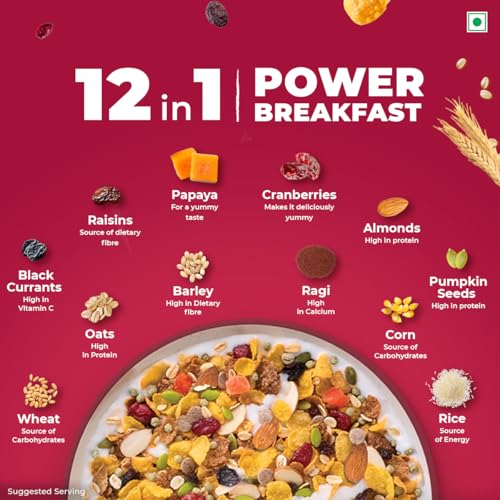 Kellogg's Muesli Fruit Nut And Seeds 750G 12 In 1 Breakfast Multigrain Cereal 