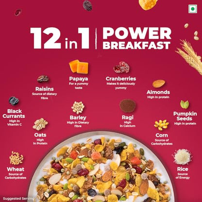 Kellogg's Muesli Fruit Nut And Seeds 750G 12 In 1 Breakfast Multigrain Cereal 