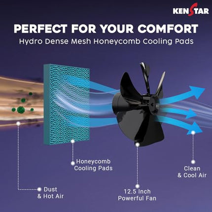 Kenstar CYCLONE HC 40 L Room/Personal Air Cooler For Home| Honeycomb Pad |High Speed Fan |45 Ft Powerful Air Throw|Inverter compatible |Portable Cooler-Room|1-Yr Product Warranty|White & Purple 