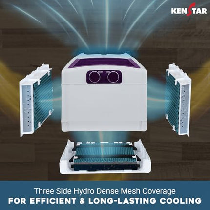 Kenstar CYCLONE HC 40 L Room/Personal Air Cooler For Home| Honeycomb Pad |High Speed Fan |45 Ft Powerful Air Throw|Inverter compatible |Portable Cooler-Room|1-Yr Product Warranty|White & Purple 
