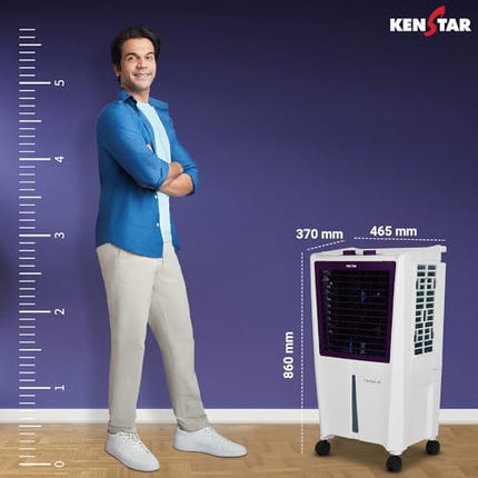 Kenstar CYCLONE HC 40 L Room/Personal Air Cooler For Home| Honeycomb Pad |High Speed Fan |45 Ft Powerful Air Throw|Inverter compatible |Portable Cooler-Room|1-Yr Product Warranty|White & Purple 