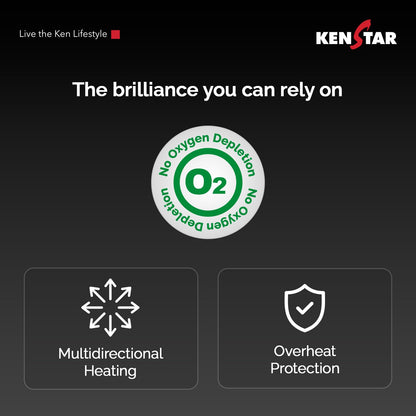 Kenstar Luxora 2900W 13-Fin Oil Filled Room Heater with 400W PTC Fan Heater | 3 Heat Settings | Adjustable Thermostat | Tip-Over Safety | Castor Wheels | 2-Year Warranty (Black & Gold) 