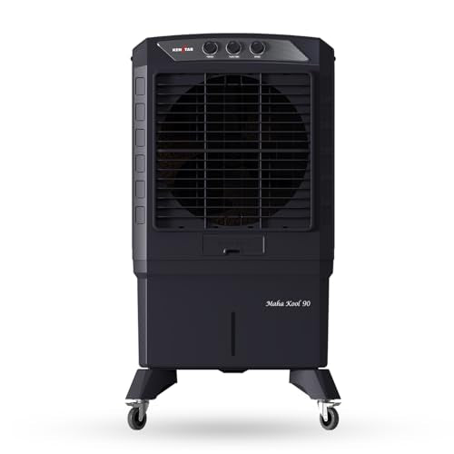 Kenstar MAHA KOOL HC 90 L Desert Air Cooler WITH FRONT LOCKING COMMERCIAL GRADE WHEELS for Home|Anti-Bacterial Honeycomb Pads|High-Speed |Invertor ready|50Ft Air Throw|1-Yr Product Warranty|Grey 