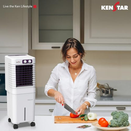 Kenstar PULSE HC 20 Portable/Room/Personal Air Cooler For Home| Honeycomb Pad |High Speed Fan |15 Ft Powerful Air Throw|Inverter compatible |Portable Cooler-Room|1-Yr Product Warranty|White & Purple 